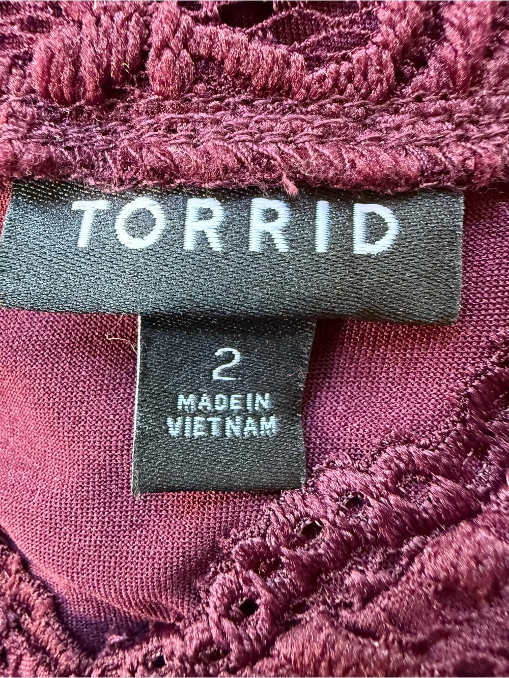 Torrid Midi Lace Body Con Dress, Wine, Plus Size 2X - Picture 9 of 11